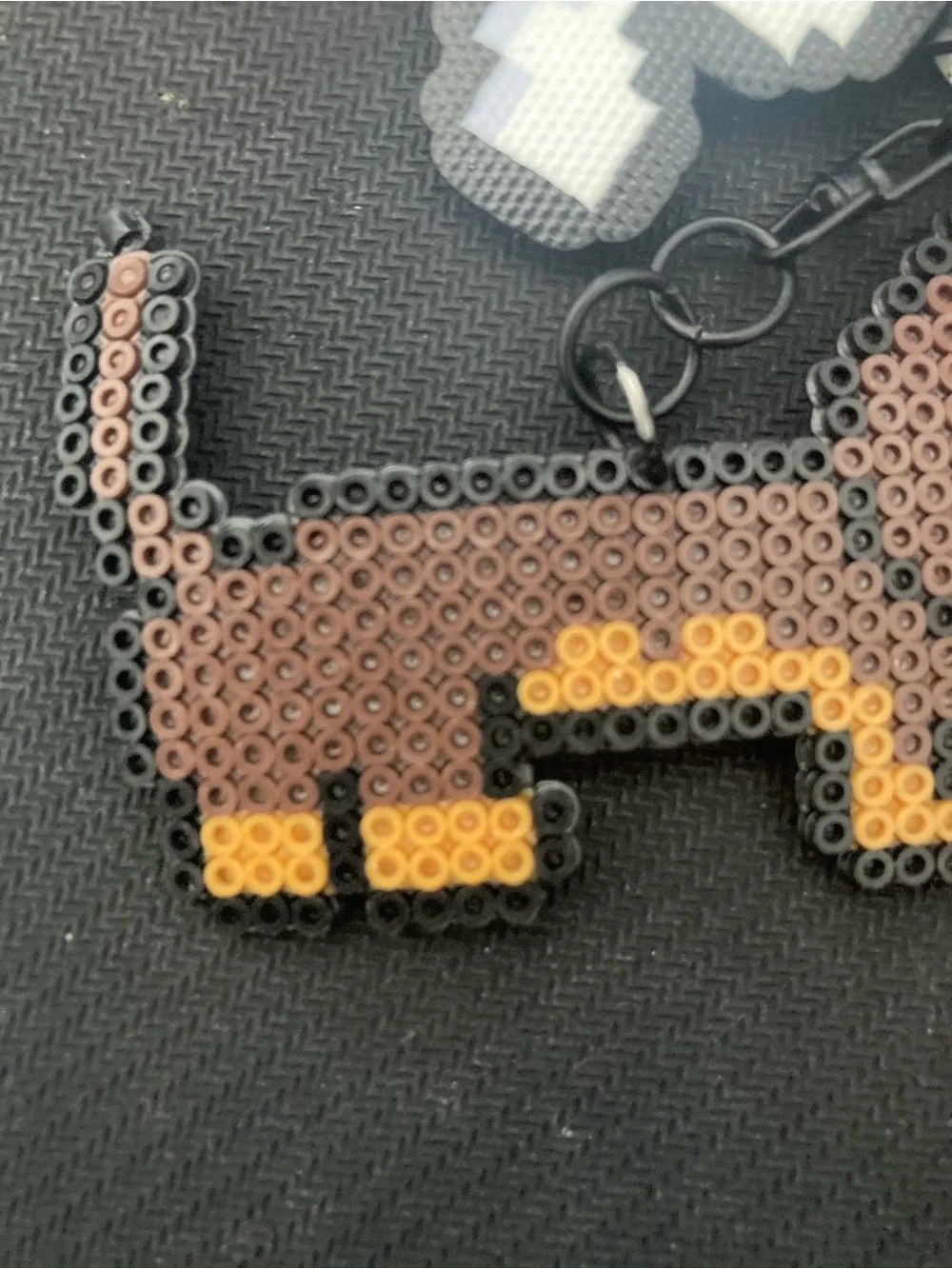 Pixel Dachshund Keychain - Brown & Yellow Dog Charm